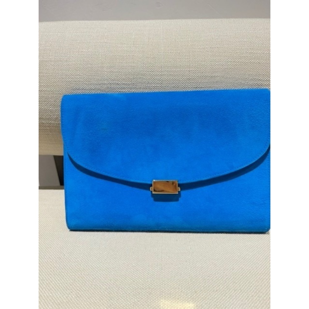 Authentic MANSUR GAVRIEL Blue Suede Clutch - Picture 8 of 10